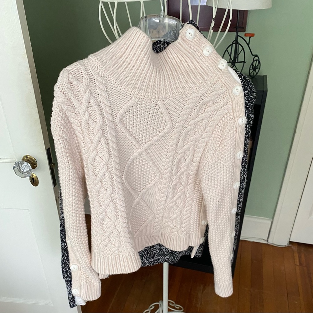 rag & bone Cream & Charcoal Cable Knit Sweater